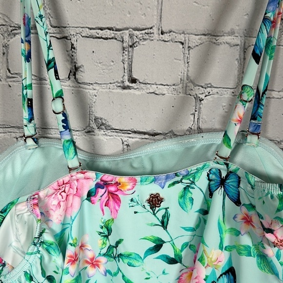 Nanette Lepore One-piece Off Shoulder Swimsuit Butterfly Garden Ruffle 10 NEW - Picture 5 of 16